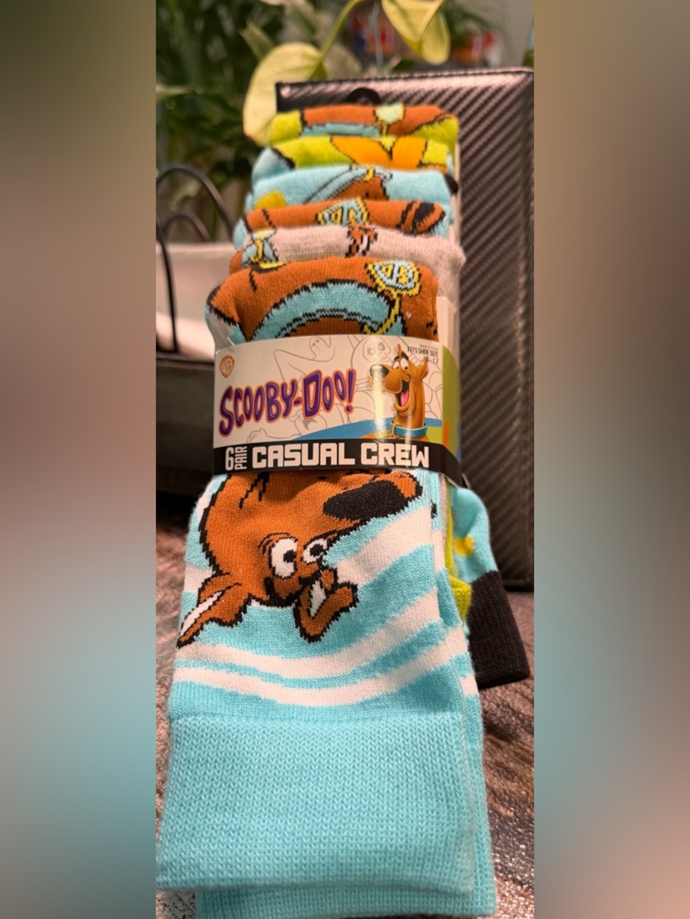 Men’s Scobby-Doo Casual Crew Socks - Aqua Blue & Orange (6-Pack)